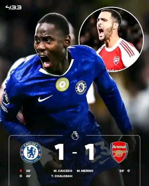 Chelsea held on for a 1-1 draw against Premier League leaders Arsenal despite Moises Caicedo’s first-half red card in a fiery London derby at Stamford Bridge.